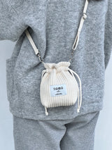 Ribbed fabric String cross bag mini