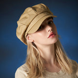 Herringbone label newsboy cap BEIGE