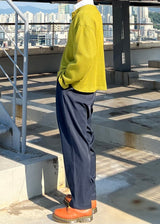 One-Tuck Span Waistband Thong Slacks 3COLOR