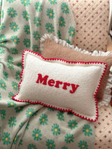 Merry Boucle Mini Cushion Red Point Embroidery Christmas
