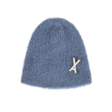 VA Brooch Soft Angora Beanie Cobalt
