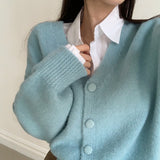 [7color/guaranteed color] Milk Tea Angora V-neck cardigan