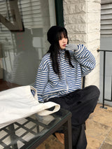 Pinsy パフィーストライプツーウェイフリースジップアップ