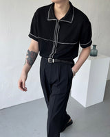 DL ステッチVネックカラーニットウェア / DL Stitch V-Neck Collar Knitwear (2 colors)