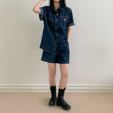 Overfit Denim Short Sleeve Shirt Setup