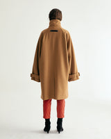 UNISEX WOOL RAGLAN HIDDEN COAT W - TWILL CAMEL (6636060835958)