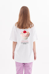 ケーキプリントオーバーフィット半袖Tシャツ / cake print overfit short sleeve t-shirt (4471285153910)