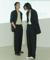 UNISEX PINTUCK STITCH WIDE PANTS M - BLACK (6689418641526)