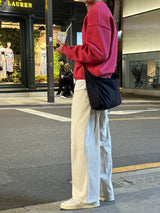 コットンワンタックバンドウエストワイドパンツ / Cotton One Tuck Banded Waist Wide Pants (7 colors)