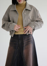 バルーンクロップクラックジャケット/Balloon Crop Crack Jacket (2color)