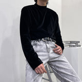 CRベルベットモックネックロングスリーブシャツ/CR Velvet Mock-neck Long-Sleeved Shirt (4 colors)