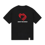 Overlap Heart Line Short Sleeve Tee_Black/Red Logo