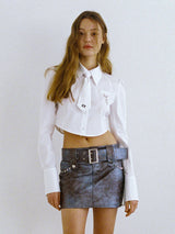 0 6 vintage crack belt skirt - GREY (6683350401142)