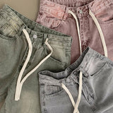 Fifi Pigment Washed String Wide Denim Pants (3 colors)
