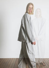 DOTTED-STRIPE BALLOON SWEAT PANTS (Gray) / ドットストライプバルーンスウェットパンツ