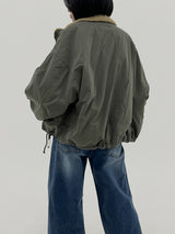 ウールショートパッデッドジャンパー/Wool short padded jumper (2color)