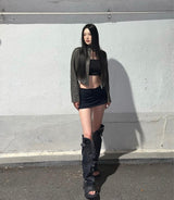 デニムレッグウォーマー / DENIM LEG WARMER (BLACK)
