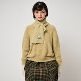 FLUFFY KNIT PULLOVER, MOS GREEN