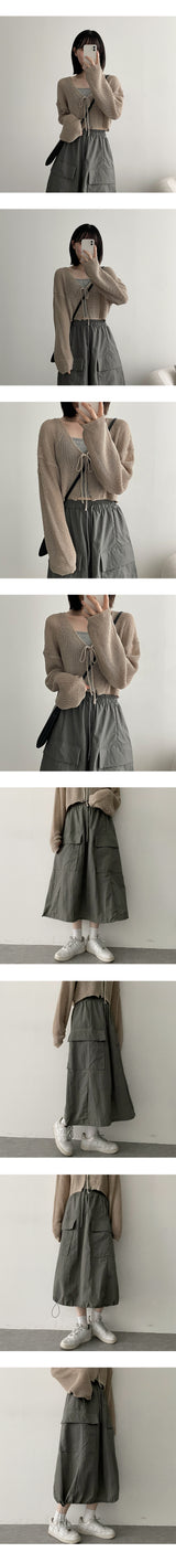 トップTシャツナイロンストリングロングスカート / Top T-shirt nylon string long skirt