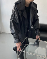 GMレザーバルーンショートジャケット/GM leather balloon short jacket (1 colors)