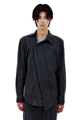 UNBALANCED BUTTON STRAP SHIRT (CHARCOAL) (6654718050422)