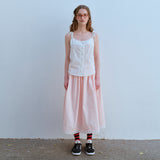 レースストラップノースリーブトップ / LACE STRAP SLEEVELESS TOP, WHITE