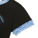 チェリーホットフィックスレースクロップTシャツ / CHERRY HOTFIX LACE CROP T-SHIRT [BLACK]
