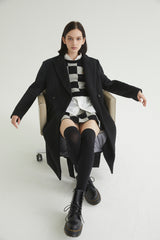 CHECKERBOARD KNIT MINI SKIRT BLACK (6608602792054)