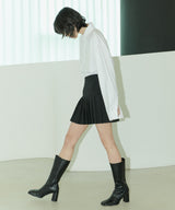 LINE PLEATED MINI SKIRT - BLACK (6689407238262)
