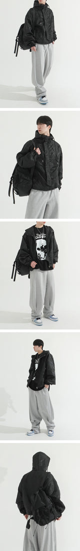 Camouflage Hooded Zip-Up Windbreaker