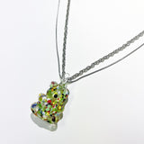 Two chain glass bear necklace (12color/random) (6685443850358)