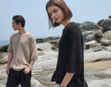 【OUTLET】OVERSIZED FISHNET DETAIL SS SWEATER BEIGE