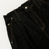 ディープタックポイントデニムバミューダパンツ / deep tuck point denim bermuda shorts - BLACK
