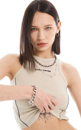 リフレクティブパイピングクロップトップ