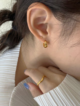 [92.5silver] bulky drop one-touch earrings (gold)