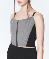 ハウンドトゥースコルセットスリーブレス/Houndstooth Corset Sleeveless