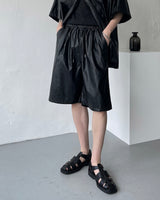 SI レザーバミューダバンディングパンツ / SI Leather Bermuda banding pants