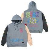 フラワーオーバーサイズパーカー / FLOWER OVERSIZED HEAVY SWEAT HOODIE BLUE GREY / PURPLE