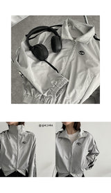 シルバーグレーライン２wayジップアップトラックトップ