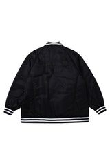 BOLD LOGO LONG VARSITY JACKET_BLACK