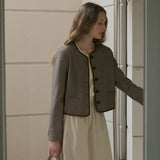 Flat check cropped jacket (6683751284854)