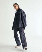 UNISEX LINE STITCH RAW DENIM PANTS W - INDIGO BLUE (6635992449142)