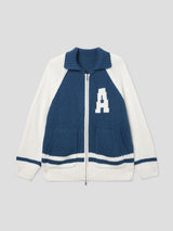 Classic jacquard knit zip-up 2color