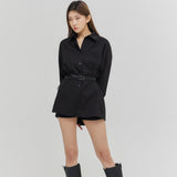 オーバーサイズバックインセイションシャツバック/OVERSIZE BACK INCISION SHIRT BLACK