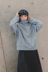 フォールディングラベルタートルネックニットTシャツ