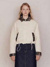 Stripe Patched Quilting Jacket (Ivory)
