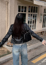 Biker Rider Short Leather Jacket (2color)