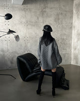 Cooking Twisted Doughnut Patterned Oversized Fit Knitwear