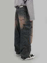 Fake cargo denim pants