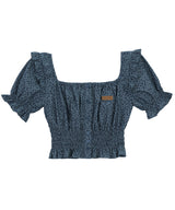 PUFF SLEEVE RUFFLE CROP SHIRT (6584943018102)